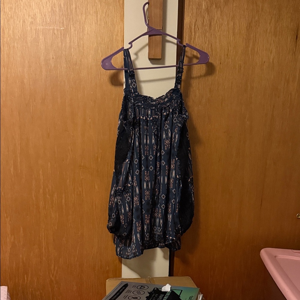 Jessica Simpson Navy Blue Patterned Blouse